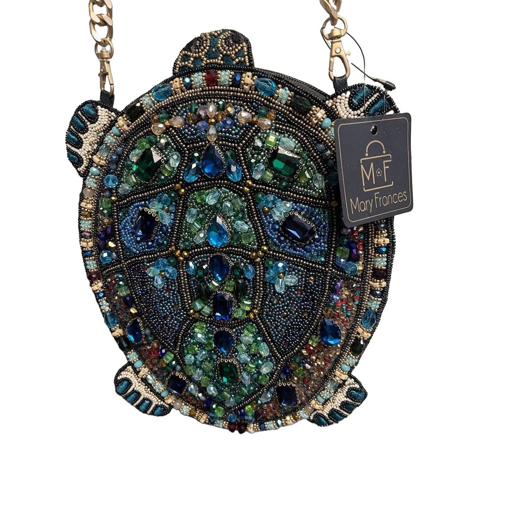 Mary Frances Wave Rider Turtle Crossbody Bag Beaded Jeweled S002-407 NWT - Picture 2 of 4